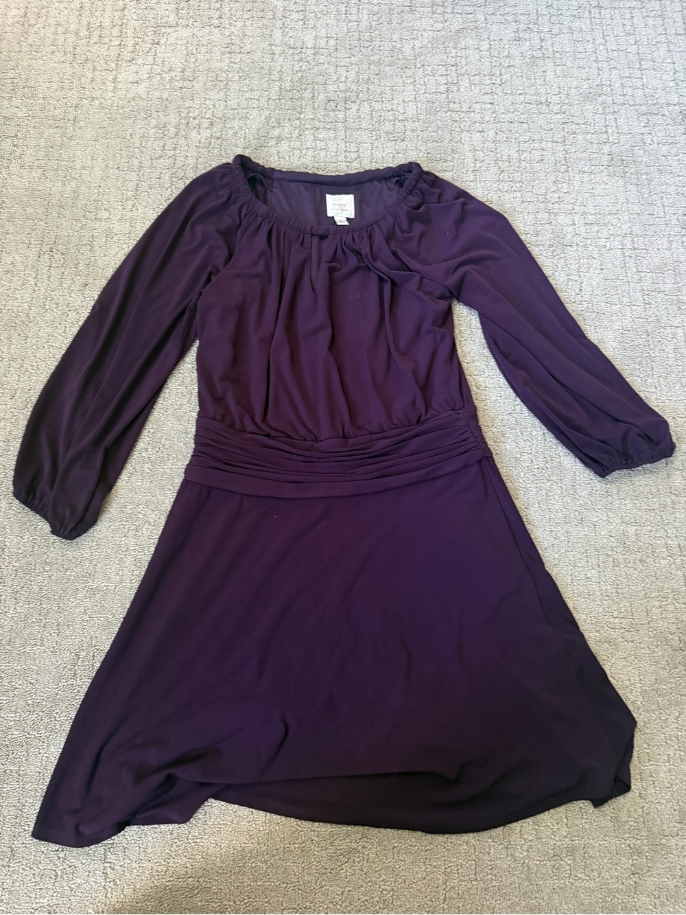 Suzi Chin for Maggy Boutique Plum Long Sleeve A-Line Dress